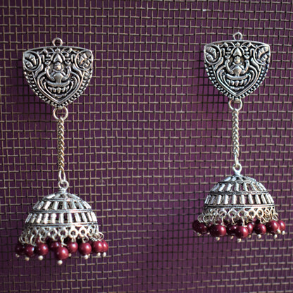 Goddess Lakshmi Hanging Jhumki (Kashmiri Latkan) - GlitterGleam