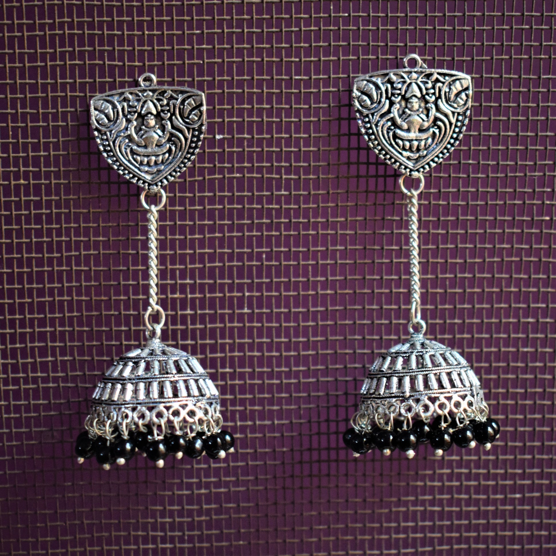 Goddess Lakshmi Hanging Jhumki (Kashmiri Latkan) - GlitterGleam