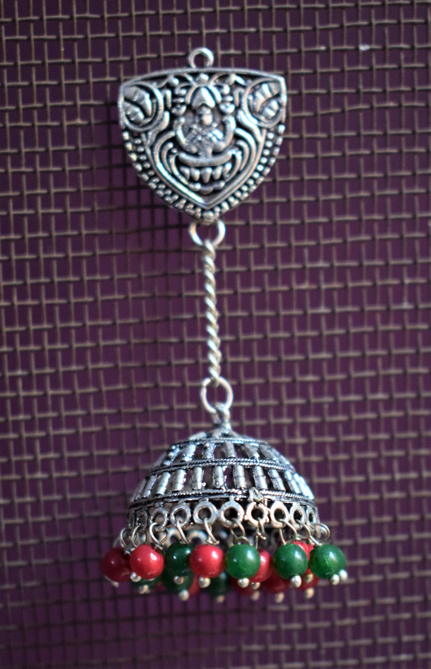 Goddess Lakshmi Hanging Jhumki (Kashmiri Latkan) - GlitterGleam
