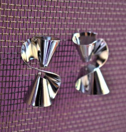 Silver Twisted Hourglass Earrings - GlitterGleam