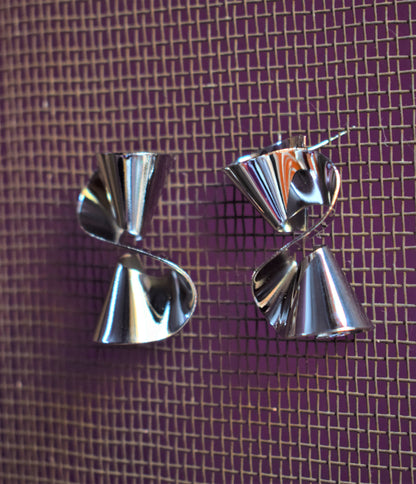 Silver Twisted Hourglass Earrings - GlitterGleam