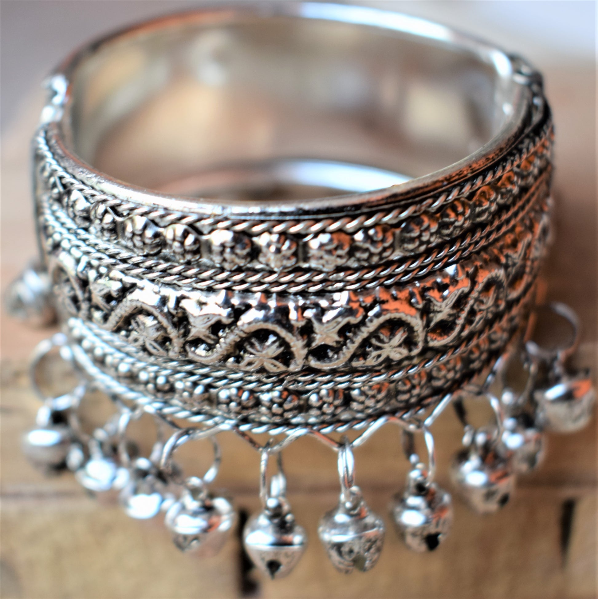 Silver Oxidised Ghungroo Bracelet for Girls - GlitterGleam