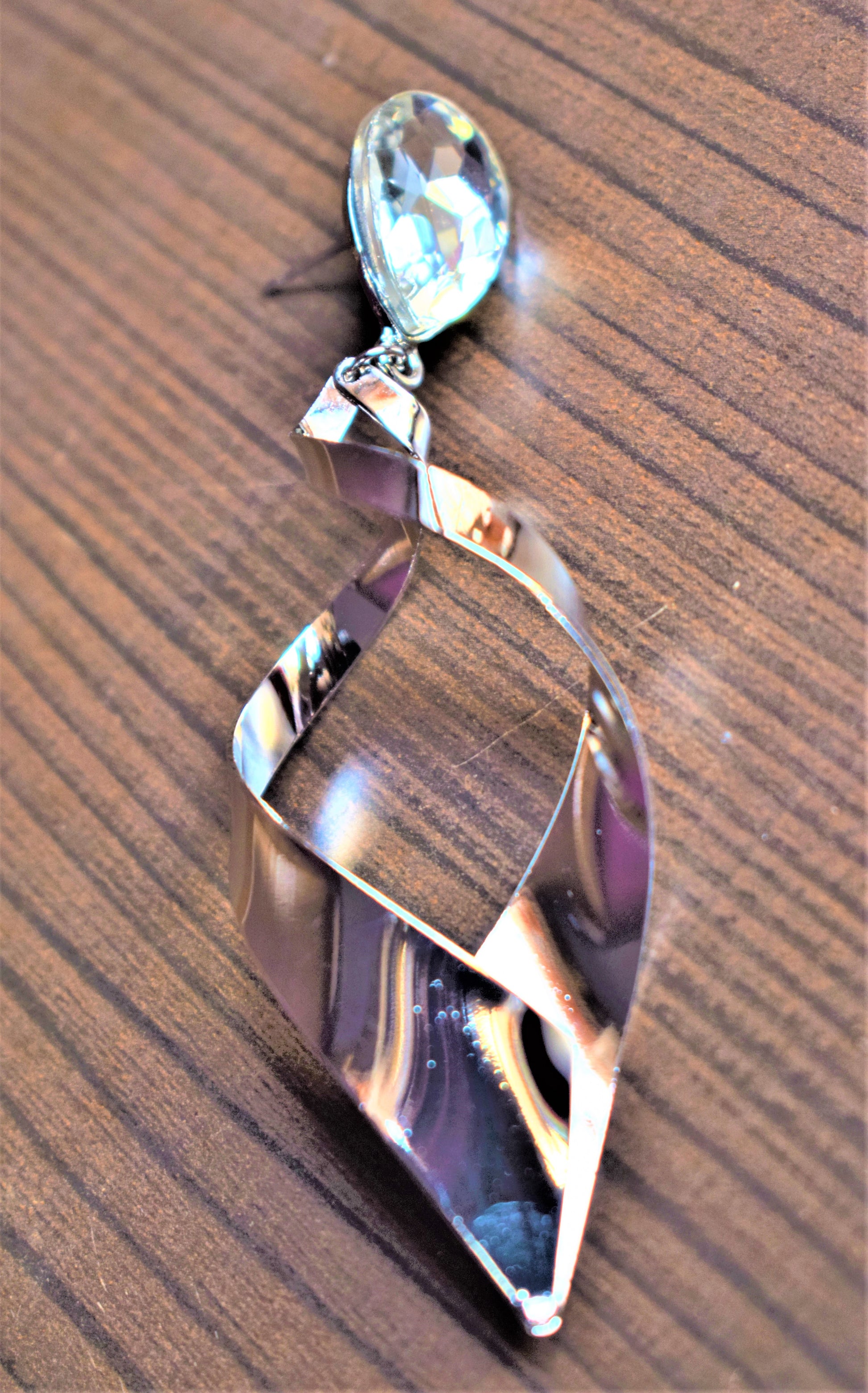 Silver Curled Crystal Earrings - GlitterGleam
