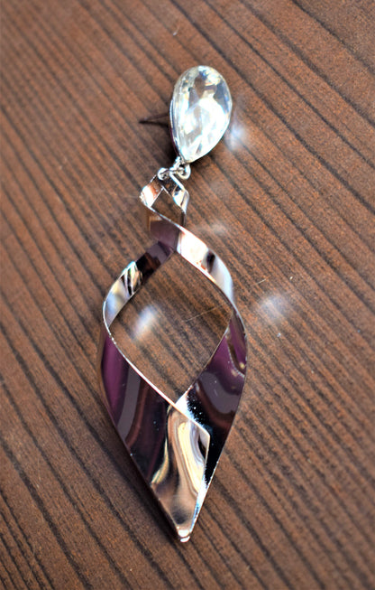 Silver Curled Crystal Earrings - GlitterGleam