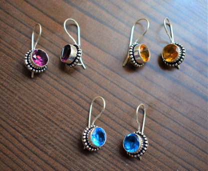 Round Dotted Hanging Earrings - GlitterGleam
