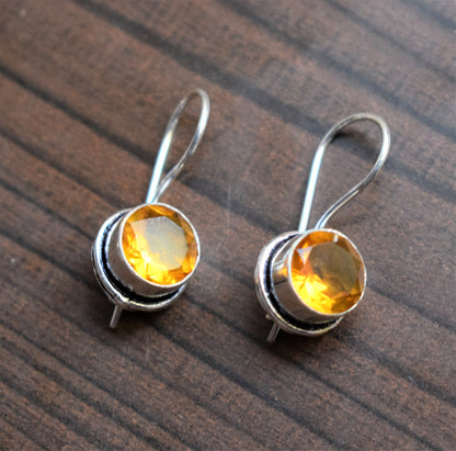 Round Hanging Gemstone Earrings - GlitterGleam