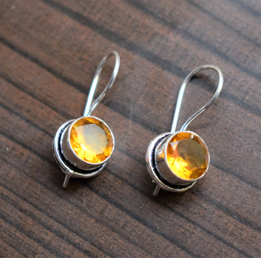 Round Hanging Gemstone Earrings - GlitterGleam