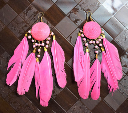 Feather & Pearl Danglers - GlitterGleam