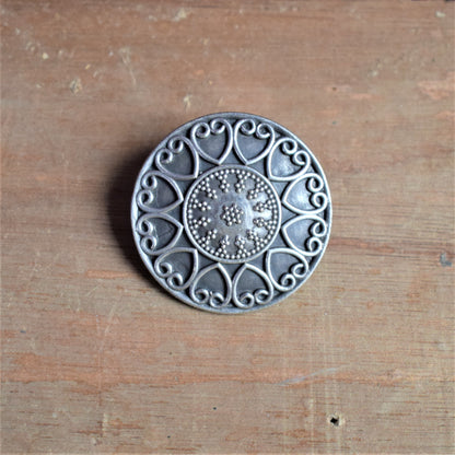 Large German Silver Heart Motif Stud Earring - GlitterGleam