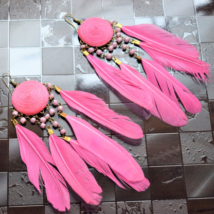Feather & Pearl Danglers - GlitterGleam
