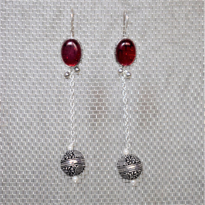 German Silver Gemstone Ball Drop Earrings - GlitterGleam