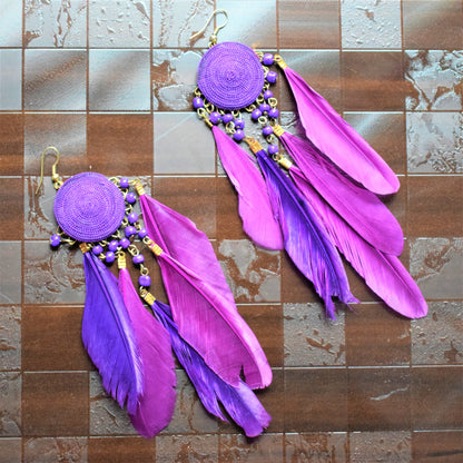 Feather & Pearl Danglers - GlitterGleam