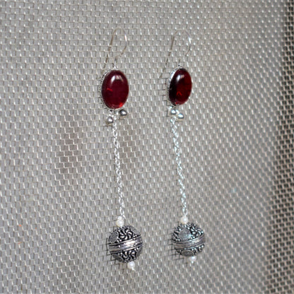 German Silver Gemstone Ball Drop Earrings - GlitterGleam