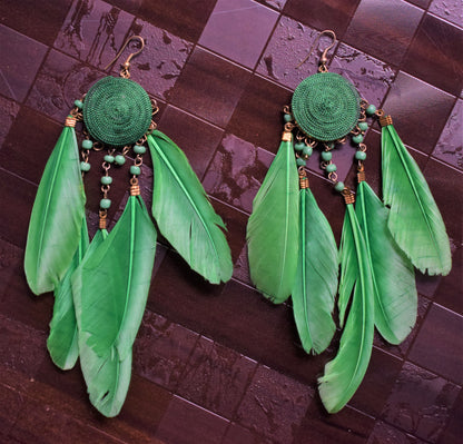 Feather & Pearl Danglers - GlitterGleam