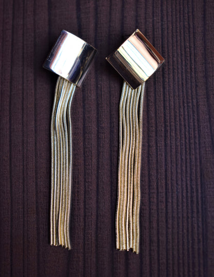 Square Stud Tassel Earring - GlitterGleam