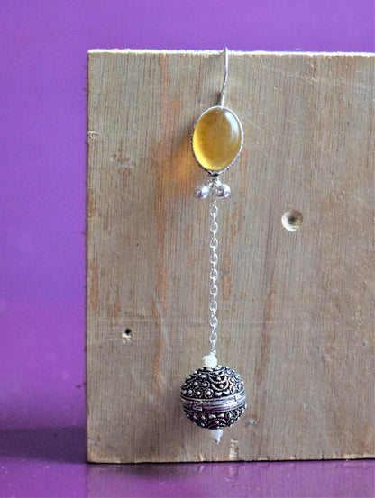 German Silver Gemstone Ball Drop Earrings - GlitterGleam