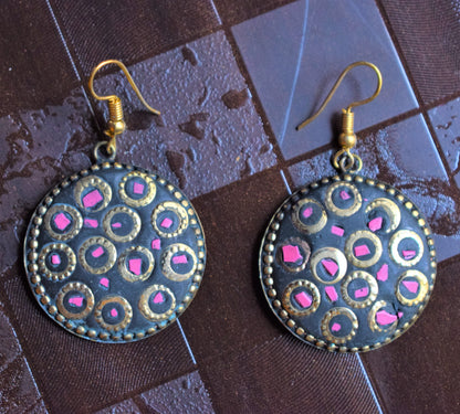 Circular Tibetan Danglers - GlitterGleam