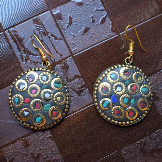 Circular Tibetan Danglers - GlitterGleam