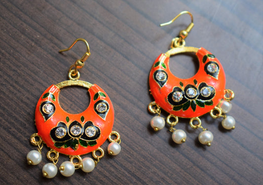 Kundan and Pearl Small Chandbaali - GlitterGleam