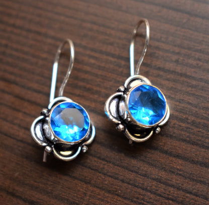 Floral Bud Gemstone Hanging Earrings - GlitterGleam