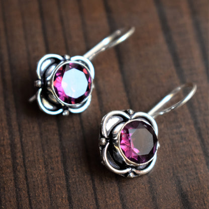 Floral Bud Gemstone Hanging Earrings - GlitterGleam