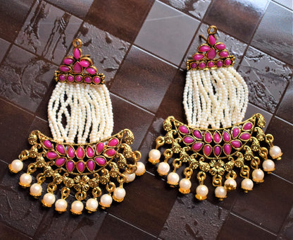 Kundan and Pearl Traditional Chandbali - GlitterGleam