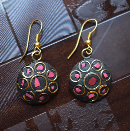 Circular Tibetan Danglers - GlitterGleam