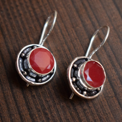 Circle Hanging Gemstone Earring - GlitterGleam
