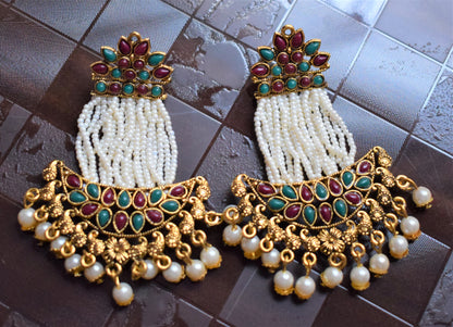 Kundan and Pearl Traditional Chandbali - GlitterGleam