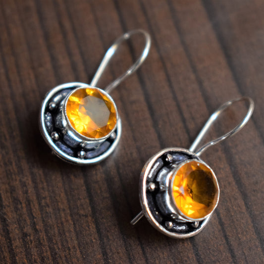 Circle Hanging Gemstone Earring - GlitterGleam