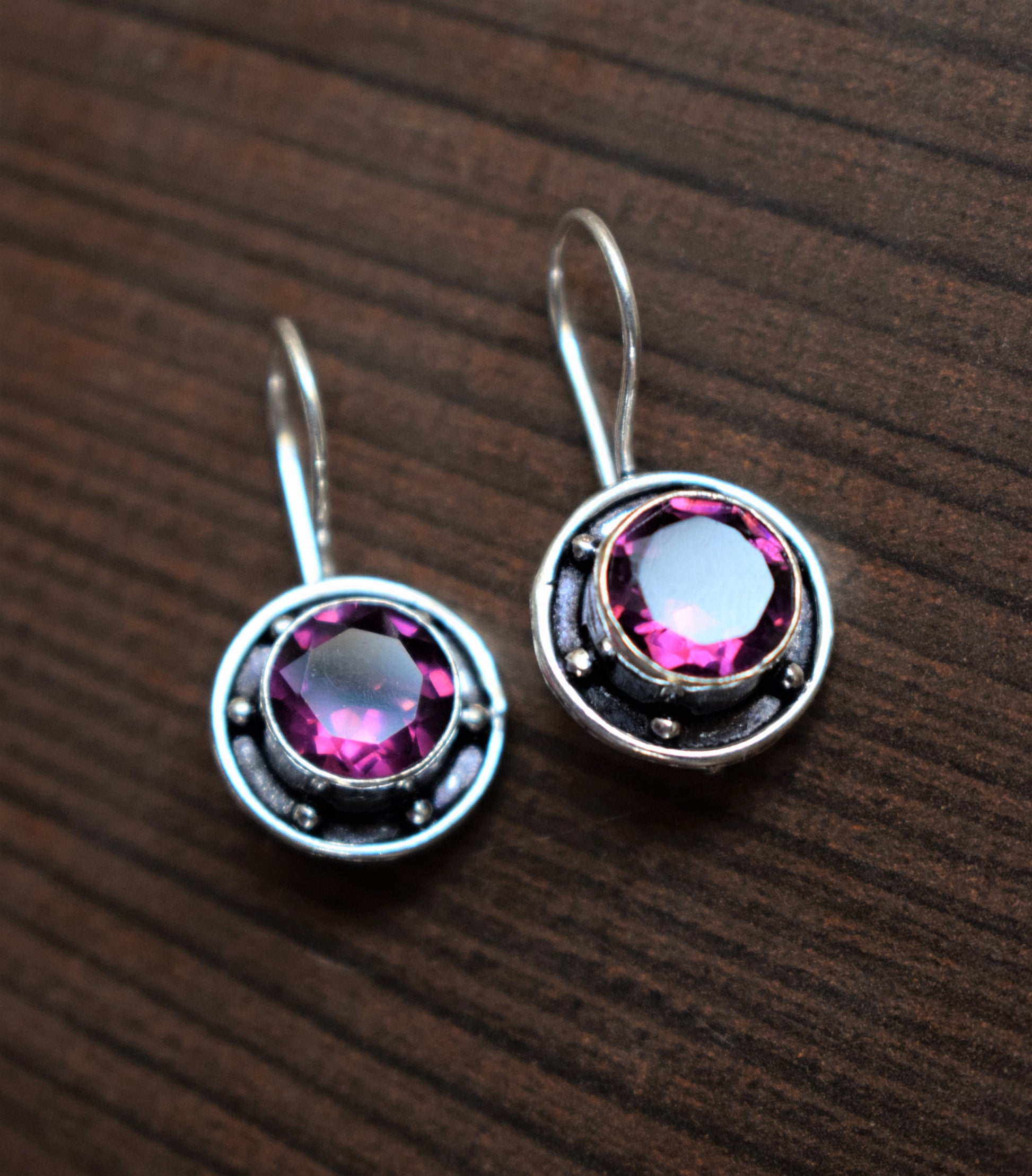 Circle Hanging Gemstone Earring - GlitterGleam