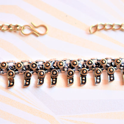 German Silver Dual Tone Choker Necklace - GlitterGleam