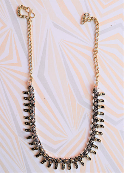 German Silver Dual Tone Choker Necklace - GlitterGleam