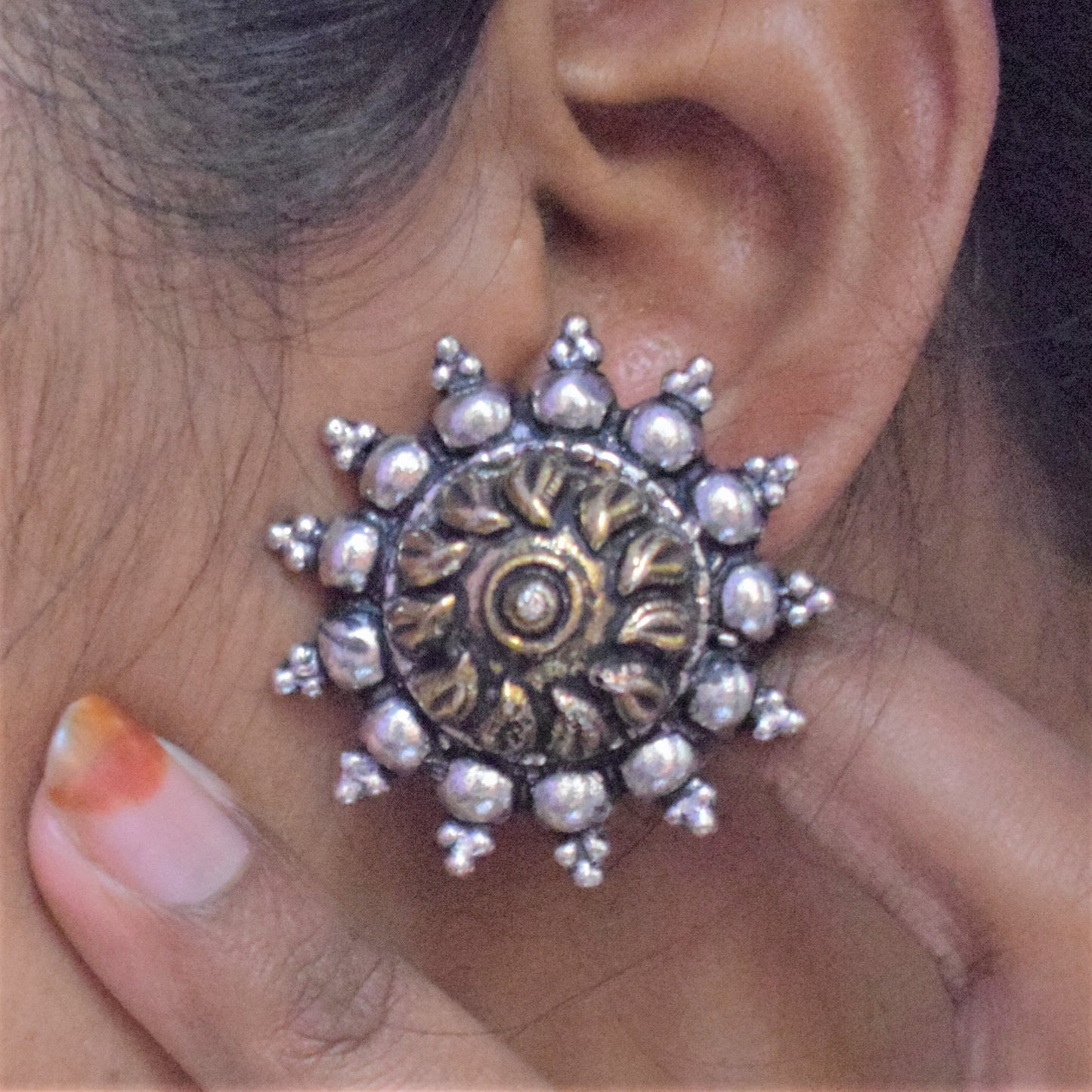 Sun Chakra Stud Earring and Finger Ring