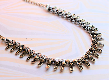 German Silver Dual Tone Choker Necklace - GlitterGleam