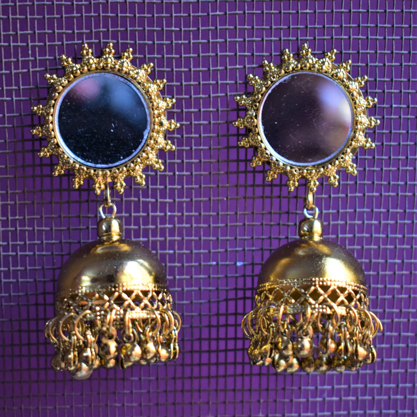 Chakra Mirror Jhumki - GlitterGleam