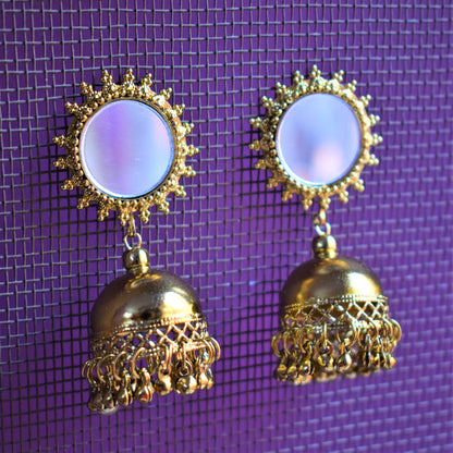 Chakra Mirror Jhumki - GlitterGleam