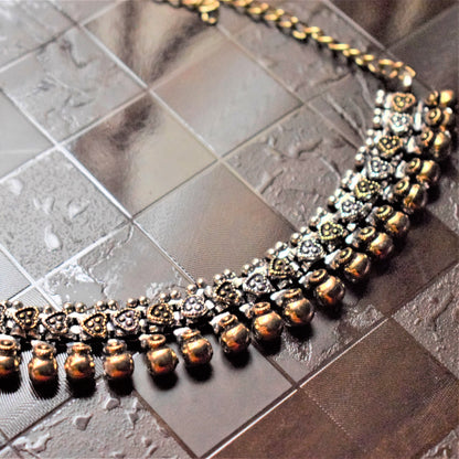 German Silver Heart Choker Necklace - GlitterGleam