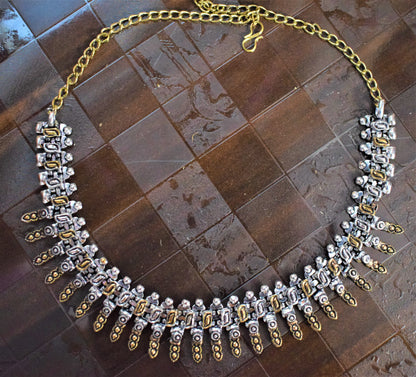 German Silver Spiked Choker Necklace - GlitterGleam