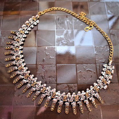 German Silver Spiked Choker Necklace - GlitterGleam