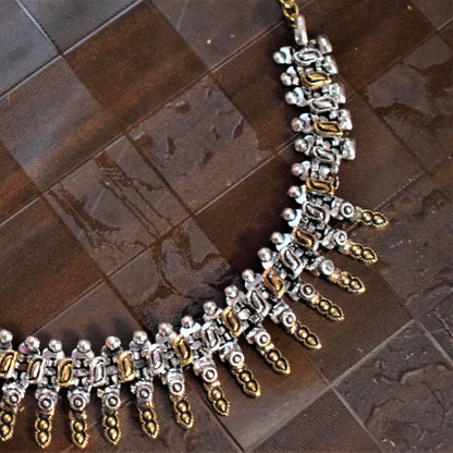 German Silver Spiked Choker Necklace - GlitterGleam