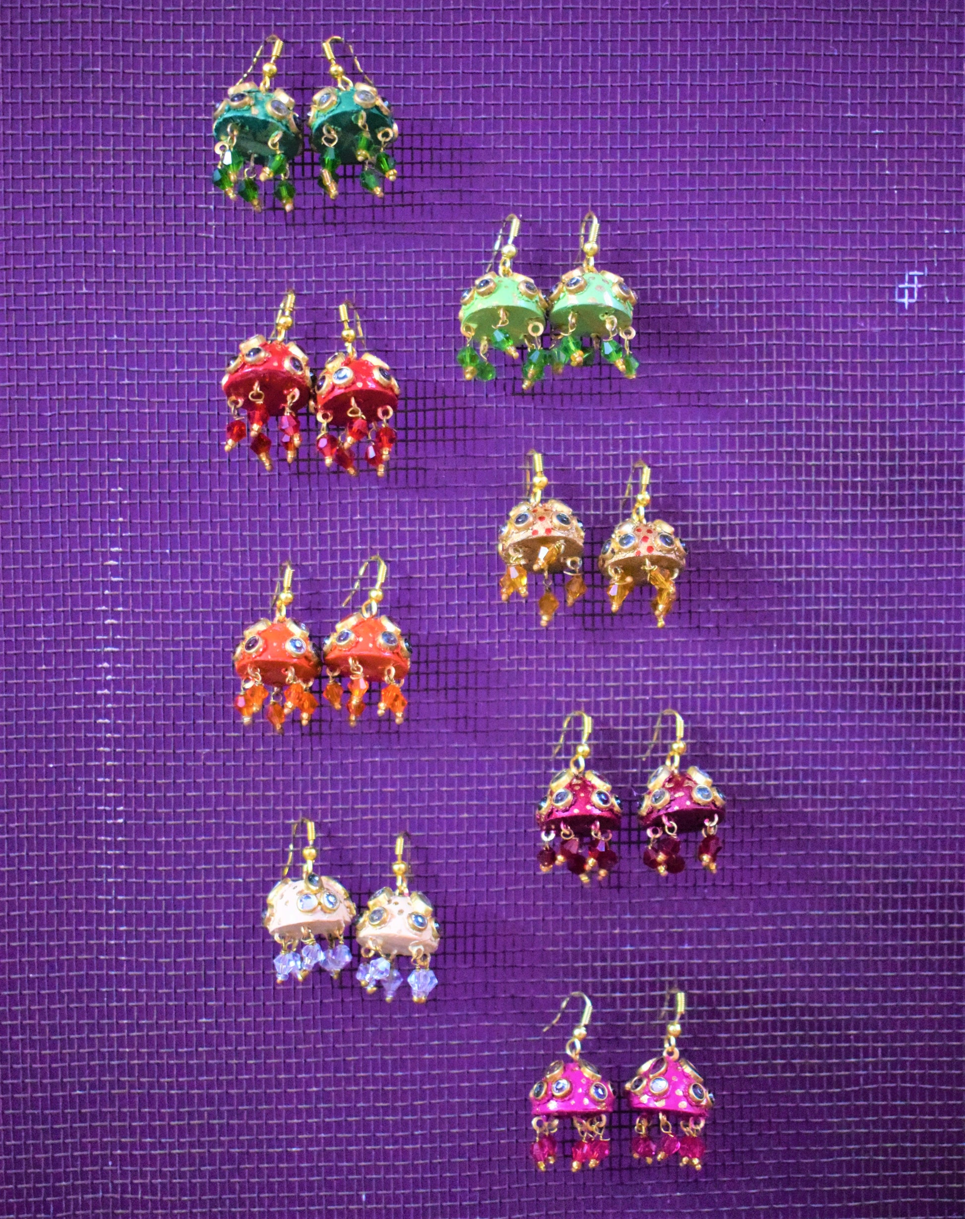 Small Rajasthani Kundan Jhumki with Beads - GlitterGleam