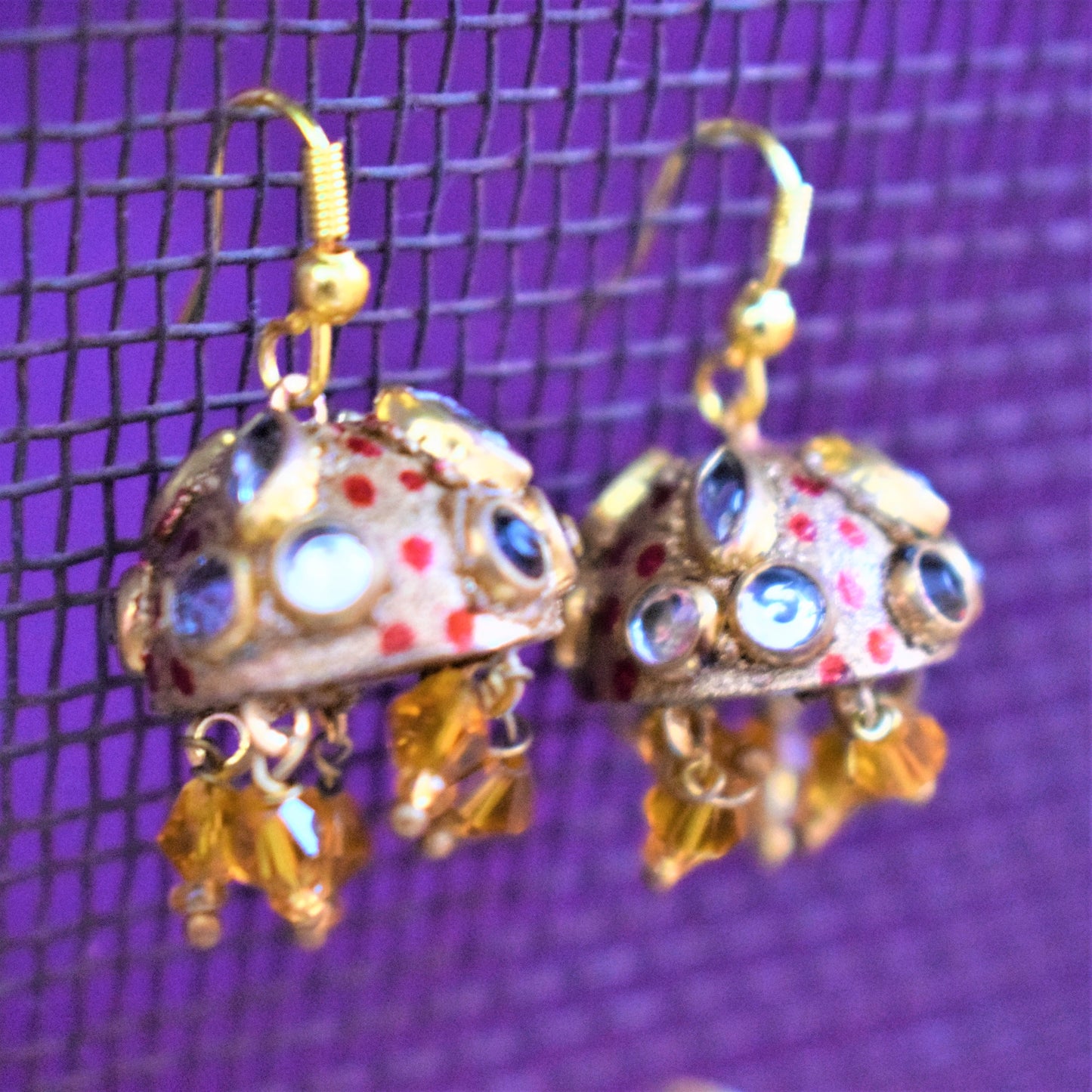 Small Rajasthani Kundan Jhumki with Beads - GlitterGleam