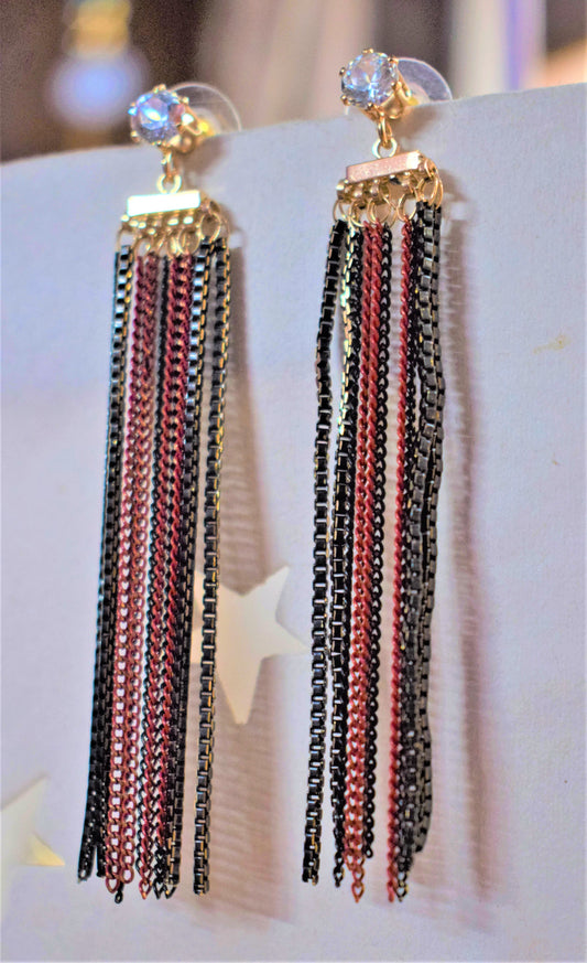 Red & Black Tassel Earring - GlitterGleam