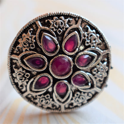 Flower Gemstone Finger Ring - GlitterGleam