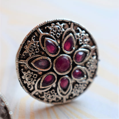 Flower Gemstone Finger Ring - GlitterGleam
