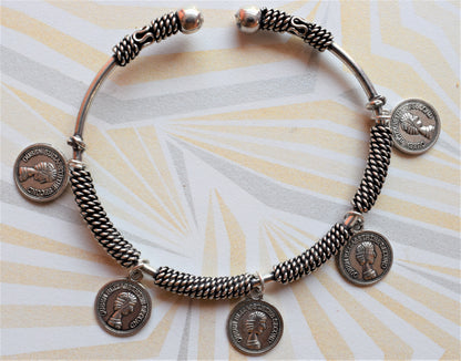 German Silver Hanging Pendant Bangle - GlitterGleam