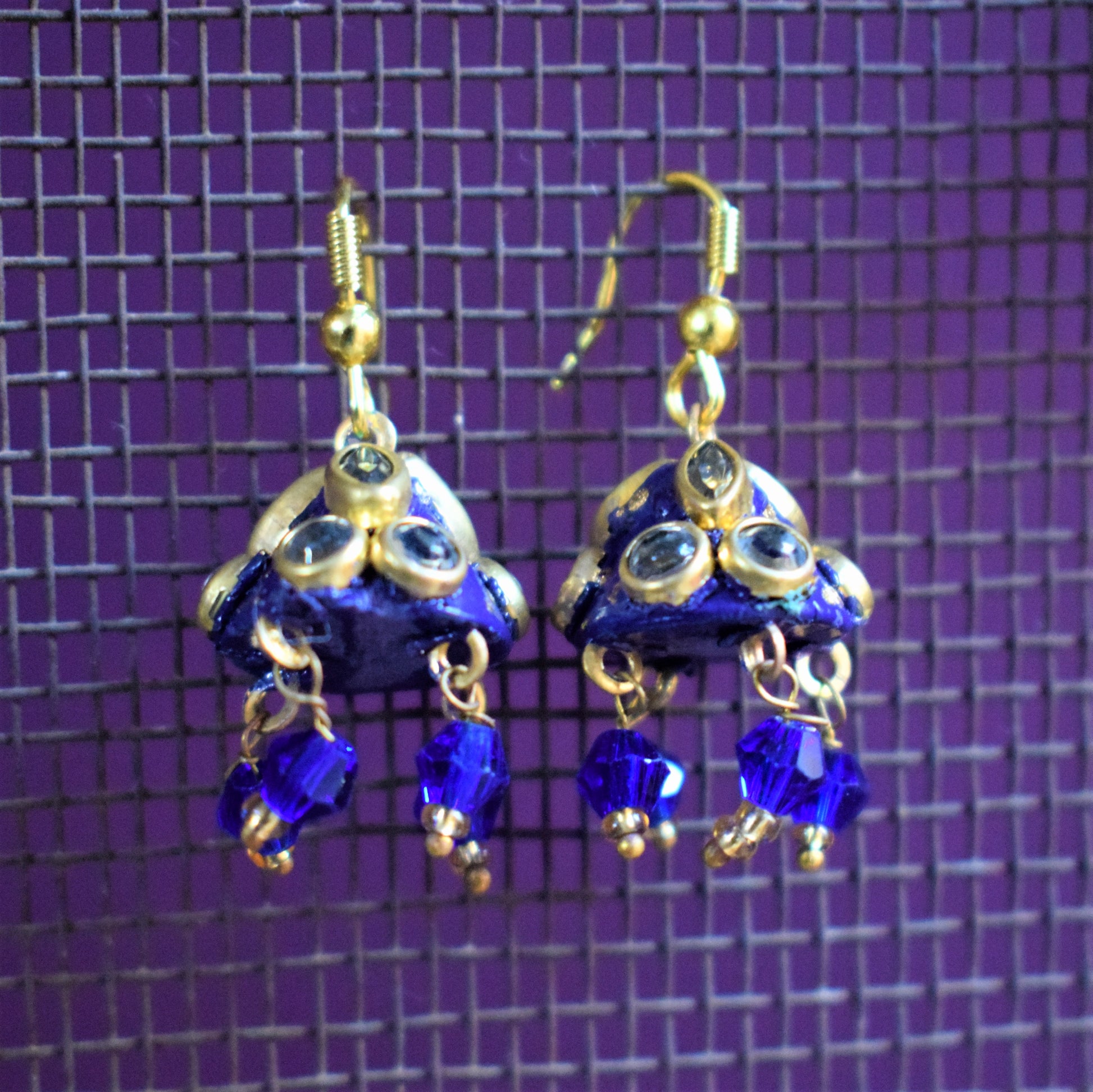 Small Rajasthani Kundan Conical Jhumki with Beads - GlitterGleam