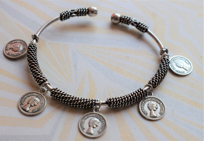 German Silver Hanging Pendant Bangle - GlitterGleam