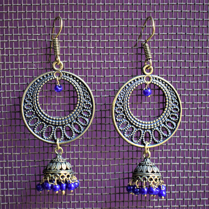 Golden Oxidised Chandbali Jhumki Danglers - GlitterGleam